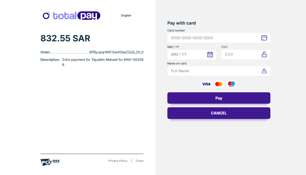TotalPay Checkout Page