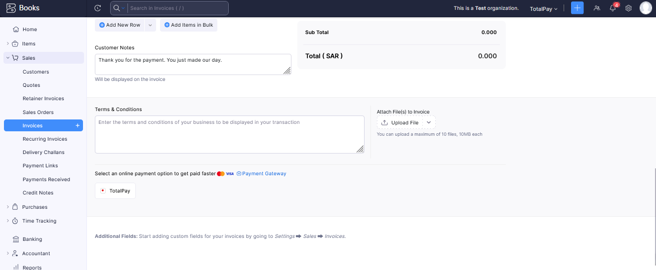 TotalPay Setup on Zoho Invoices